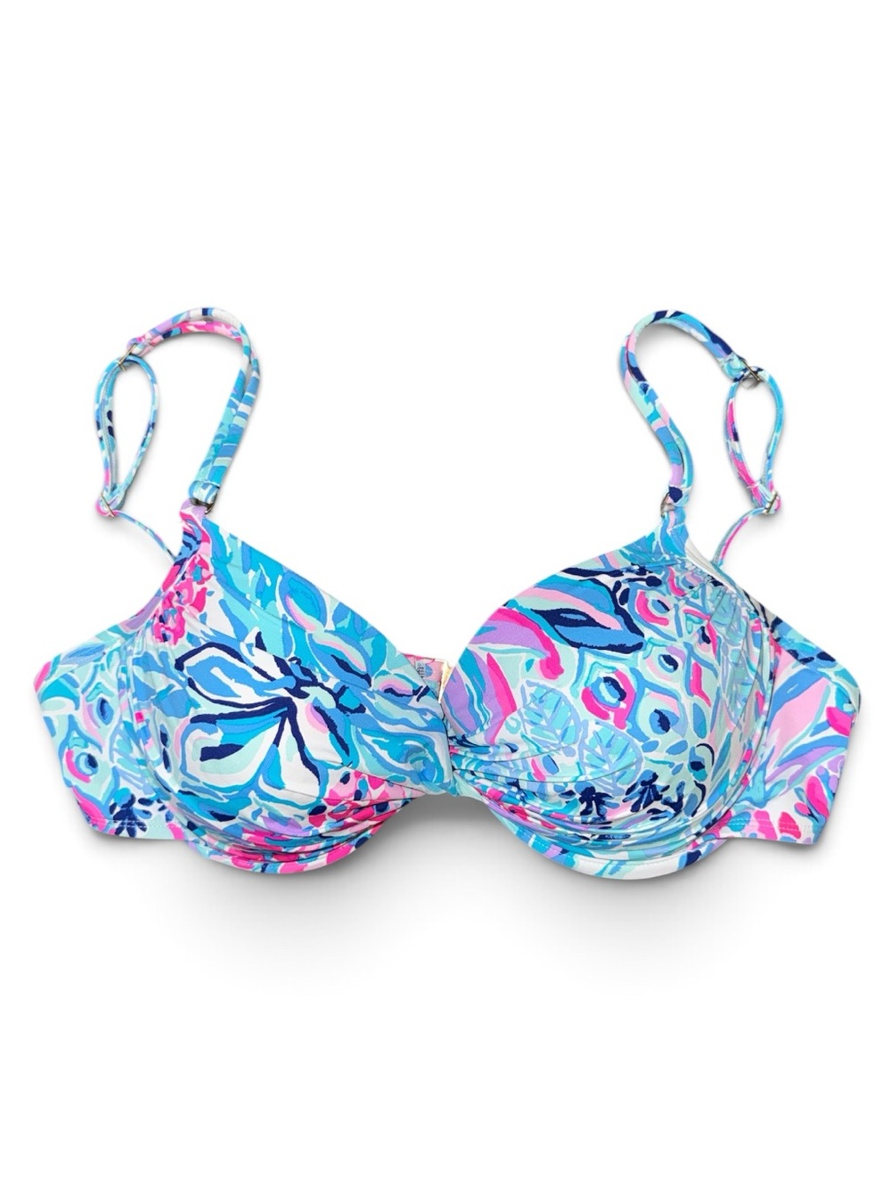 Lilly Pulitzer 14 Zanzibar Blue Party Princess Blossom Underwire Bikini Top